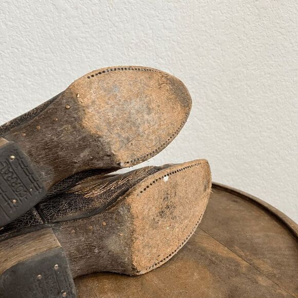 Corral Boots Teens Wing & Gross Brown Gold Western Cowboy Boots Youth Size 2 - Picture 9 of 11